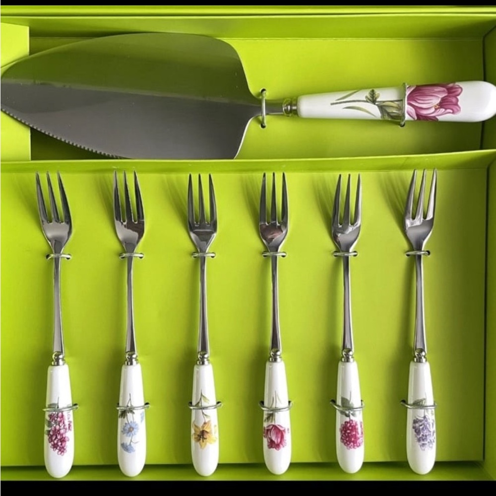 Grace‎ Teaware Silver and White Serving Utensils Set for Dining